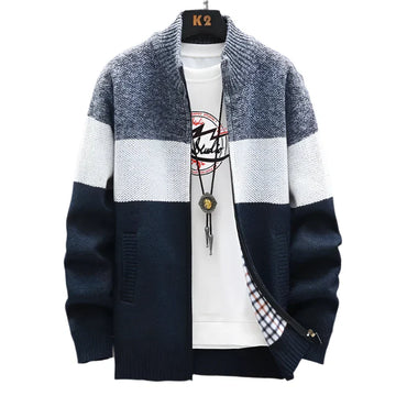 Mens Fleece Zipper Cardigan Winter Jacket Sweater