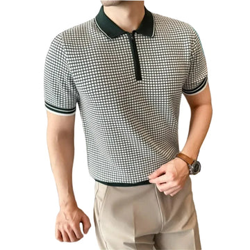 Men's Grid Knit Polo Shirt