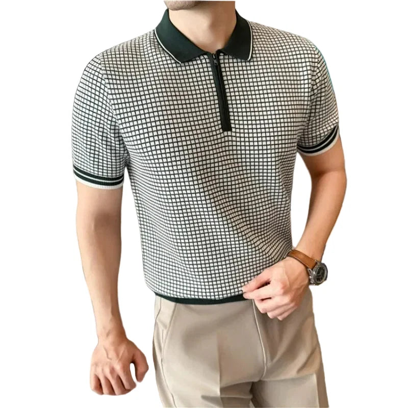 Men's Grid Knit Polo Shirt