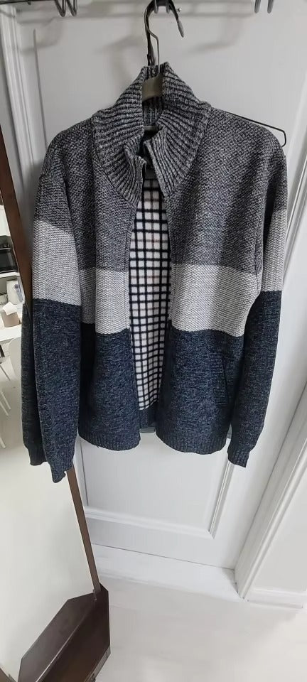 Mens Fleece Zipper Cardigan Winter Jacket Sweater
